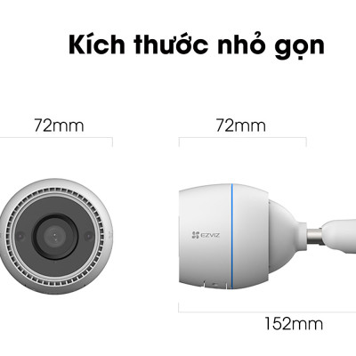 Camera WI-FI EZVIZ C3TN 3MP, Ngoài Trời, Đàm Thoại 2 Chiều, Có Màu Ban Đêm, Tích Hợp AI, Còi & Đèn - Hàng Chính Hãng