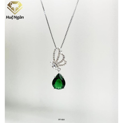 Combo dây chuyền và bông tai bạc Ý 925 Huệ Ngân - Cánh bướm mùa xuân PP1404-RYE140804