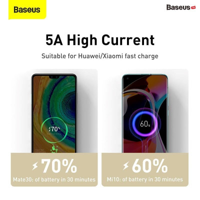 Cáp sạc nhanh siêu bền 2 đầu Type-C Baseus Cafule Metal Series màu tím (100W) không hộp - Hàng nhập khẩu