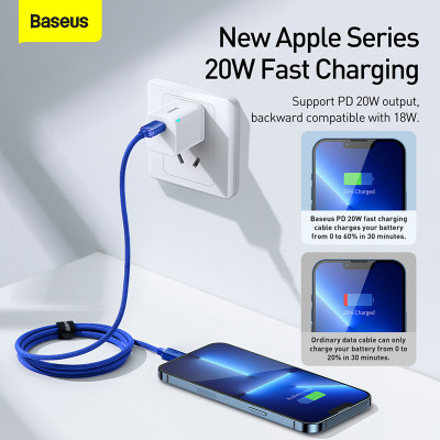  Cáp sạc nhanh 20W hiệu Baseus Crystal Shine Series Type-C to iPhone dài 1.2m / 2m - Hàng chính hãng