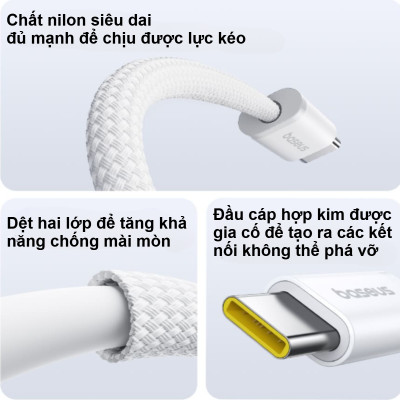 Cáp sạc nhanh Type C to Type C 100W Baseus Dynamic 4 Fast Charging Data Cable - Hàng chính hãng