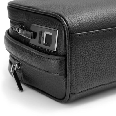 Ví Cầm Tay Túi Xách Da Nam GENCE RB10 Da Bò Khóa Vân Tay Cao Cấp Màu Đen