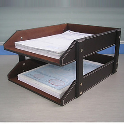 Khay đựng tài liệu 2 tầng bằng da cao cấp