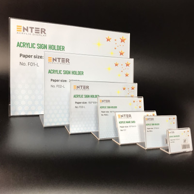 Kệ mica 1 mặt Enter F01-L 300x210mm A4 ngang, Kệ menu chữ L, Khung thông tin sản phẩm, Khung bảng giá, Kệ trưng bày để bàn