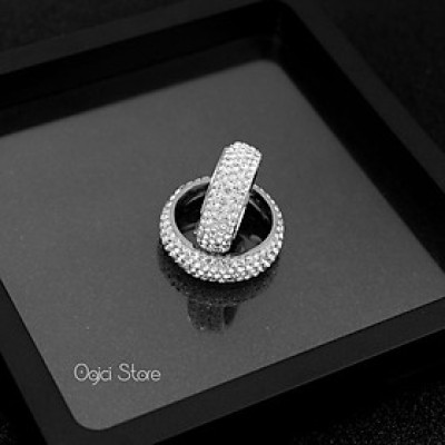 Nhẫn nam nữ thép không gỉ thời trang, Nhẫn nam họa tiết đính đá lấp lánh phong cách thanh lịch