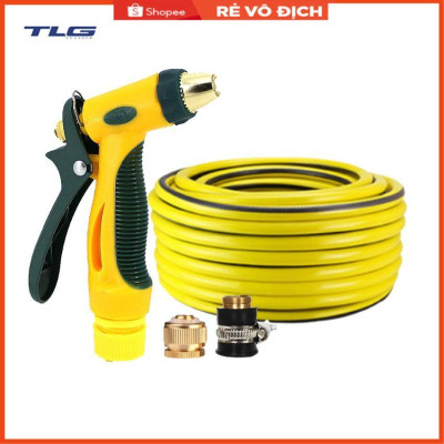 Bộ dây vòi xịt nước rửa xe, tưới cây tăng áp 3 lần,loại 20M (nối đồng nhựa đen) 206317