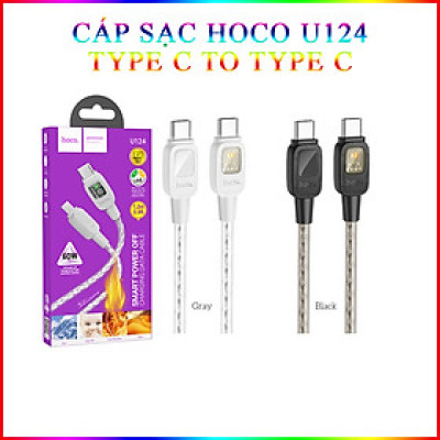 Cáp Sạc Và Truyền Dữ Liệu Sạc Tắt Nguồn Thông Minh Silicone Dành Cho Hoco U124 Type C To Type C 60W Dây Dài 1.2M Hàng Chính Hãng