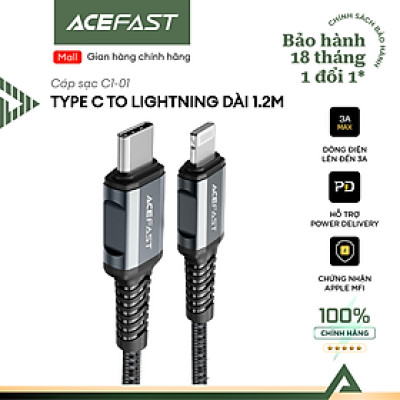 Cáp Acefast Type C to Light.ning (1.2m) - C1-01 Hàng chính hãng Acefast