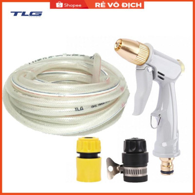Bộ dây và vòi xịt rửa xe tưới cây tăng áp 15M (cút nhựa nối nhựa đen 713-2) 206846