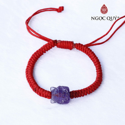 Vòng thắt dây đỏ hồ ly 9 đuôi đá thạch anh tím hợp mệnh hỏa, thổ - Ngọc Quý Gemstones