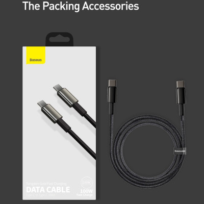 Dây cáp sạc nhanh 100W chuẩn PD 3.0  type c to type c QC 3.0 dài 100cm hiệu Baseus Tungsten Gold sạc nhanh 5A, truyền tải data 480Mbps - hàng nhập khẩu