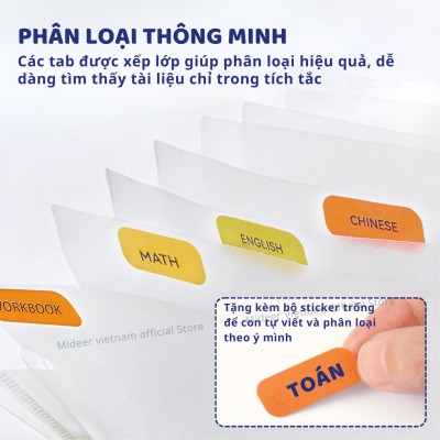Túi đựng tài liệu dọc nhiều ngăn A4 cầm tay Mideer Accordion Folder