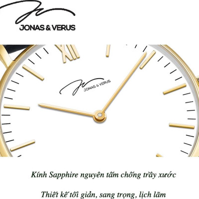 Đồng hồ đeo tay Nam hiệu JONAS & VERUS Y01646-Q3.GGWBG, Máy Pin (Quartz), Kính Sapphire, Dây Lưới thép không gỉ 316L