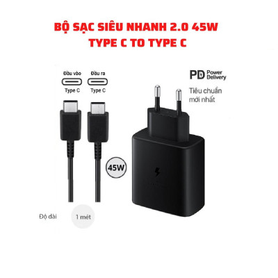 Dây sạc siêu nhanh Type C to Type C hỗ trợ sạc siêu nhanh cho các dòng điện thoại Samsung và các dòng máy dùng cổng sạc Type C
