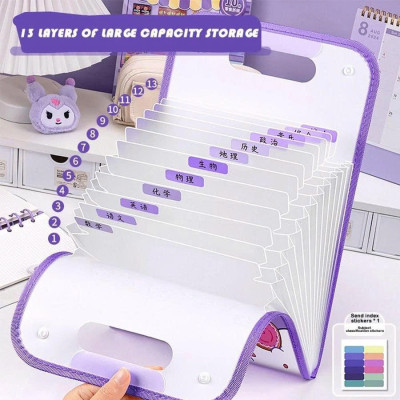  Túi bìa lưu trữ , giấy A4 , tài liệu , gồm 13 ngăn  trong suốt  chống thấm nước , nút bấm quai xách  đa năng 