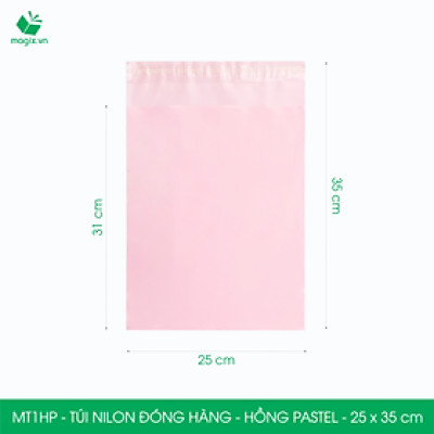 MT1HP - 25x35 cm - Túi nilon gói hàng - 200 túi niêm phong đóng hàng màu hồng pastel