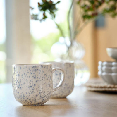 Cốc | JYSK Alf | gốm | xanh/trắng | DK9xC9cm