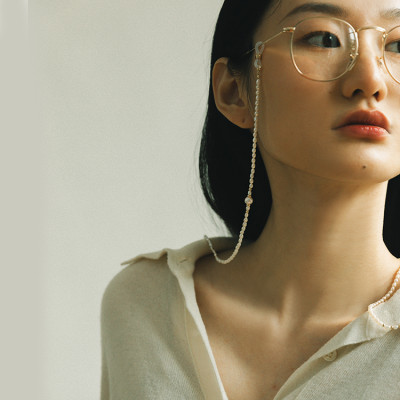 Dây hạt trai đeo kính chuỗi hạt vàng phong cách retro cổ điển Pháp trang sức thiết kế handmade