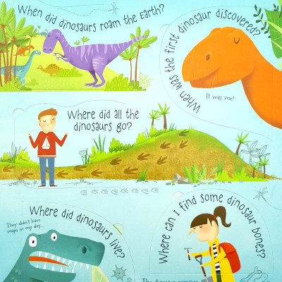 Sách tương tác tiếng Anh - Usborne Lift-the-flap Questions and Answers about Dinosaurs
