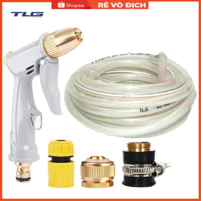 Bộ dây vòi xịt nước tưới cây rửa xe,tăng áp 3 lần, loại 15m (cút nhựa nối đồng nhựa) 206846