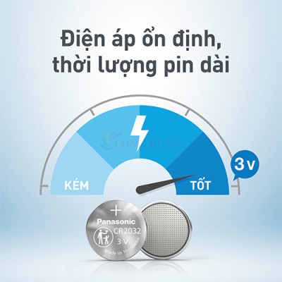 Vỉ Pin nút Panasonic 3V CR-2032VN/5B (1 viên/5 viên) - Hàng chính hãng