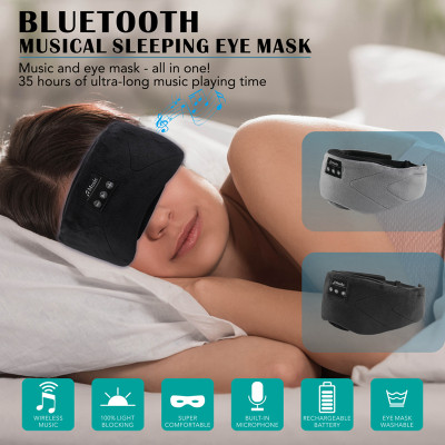 Mặt Nạ Che Mắt Ngủ Có Tai nghe Bluetooth 5.2 Nghe Nhạc Thư Giãn, Tập Luyện Yoga, Tránh ánh sáng và âm thanh, tích hợp tiếng ồn trắng - Hàng Chính Hãng