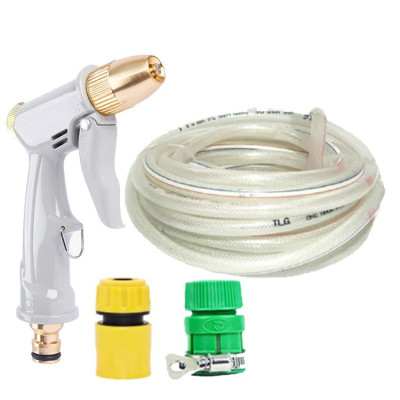 Bộ dây vòi xịt nước rửa xe, tưới cây tăng áp 3 lần, loại 3-5m (cút nhựa nối nhựa xanh) 206846