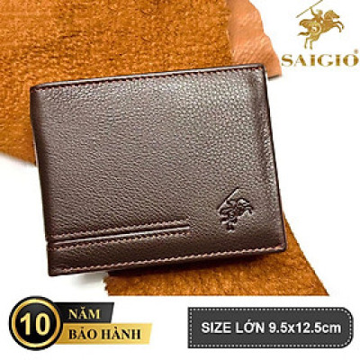 Ví Da Nam Mềm Mại SINGLE LINE, Size Lớn, Da Bò Tự Nhiên 100%, Thiết Kế Nhiều Ngăn Để Giấy Tờ Tiện Dụng, Đơn Giản - Mỏng Nhẹ, Dáng Ngang - Gập 2, Ngăn Đựng Tiền Có Khóa Kéo - Hàng Chính Hãng SAIGIO