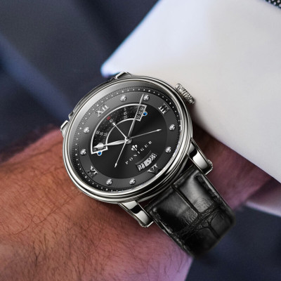 Đồng hồ nam Poniger P719-5 Chính hãng ,Kính sapphire nguyên khối ,chống xước,chống nước 50m,mặt đen dây da đen,vỏ máy thép không gỉ 316L,Đồng hồ cơ (Automatic) bảo hành 24 tháng, hàng mới 100%,thiết kế trẻ trung và sang trọng