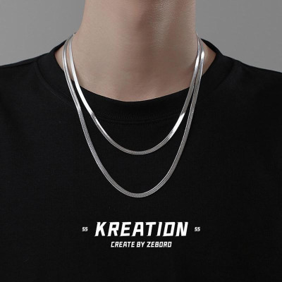 Dây chuyền nam nữ titan cao cấp đẹp sang trọng mì trangsucpt kích cỡ 4mm màu trắng PTDCNA43