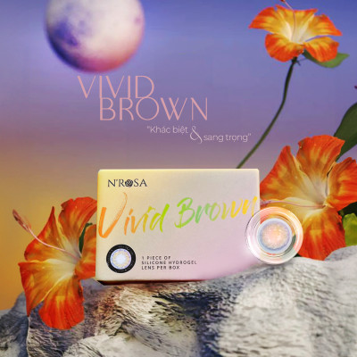 Lens nâu có độ cận N’Rosa Vivid Brown cho mắt thở cao cấp Angel Eyes phân phối | Độ cận: 0-8 | Chất liệu Silicone Hydrogel