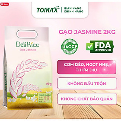Gạo Jasmine thơm dẻo mềm 2kg TOMAX, Tơi xốp, ngọt thơm