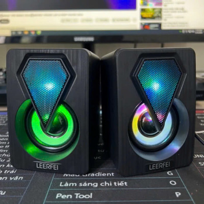 Loa vi tính để bàn SUPER BASS cực đã, có LED, dòng loa cao cấp cho laptop, pc, điện thoại MÀU ĐEN - Hàng Nhập Khẩu