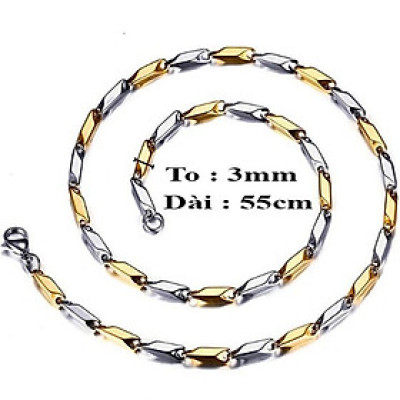 Dây chuyền nam titan cao cấp đẹp sang trọng inox thép không gỉ hỏa tiển trangsucpt cỡ 3mm PTDCNA29