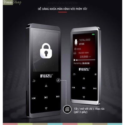 Máy Nghe Nhạc Lossless Bluetooth Ruizu D02  - Hàng Chính Hãng