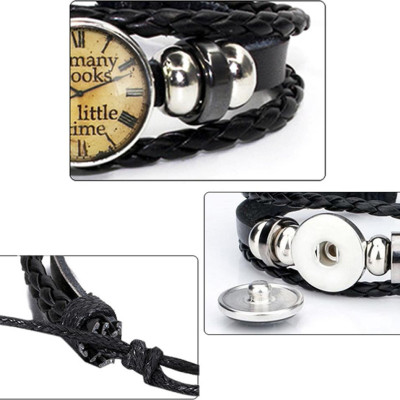 Vòng Đeo Tay Giả Cổ Dây Da Bệt Tết Phong Cách Retro Mặt Vòng Hình 12 Cung Hoàng Đạo Có Thể Điều Chỉnh Độ Rộng