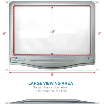 Kính lúp đọc sách cỡ lớn Anti- Glare Led Magnipros 1815 (5x, có đèn led) (Hàng chính hãng)