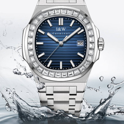 Đồng hồ nam chính hãng IW CARNIVAL IW721G-1 Kính sapphire ,chống xước ,Chống nước 50m ,Bảo hành 24 tháng,Máy cơ (Automatic),dây kim loại thép không gỉ 316L, mặt xanh thiết kế đơn giản dễ đeo 