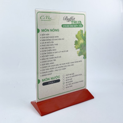 Kệ mica 2 mặt Enter E23 210x300mm đế màu A4 đứng, Kệ menu nhà hàng, Standee mica để bàn, Bảng quét mã QR Code