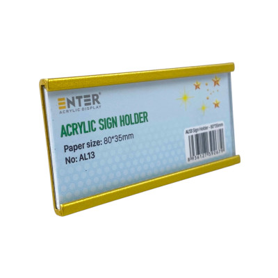 Bảng thông tin nhôm Enter AL13 80x35mm, Khung thông tin sản phẩm, Khung bảng giá siêu thị, Tag thông tin mini