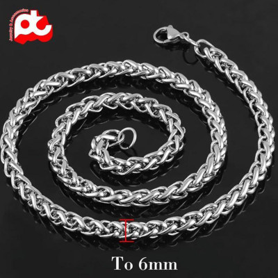 Dây chuyền nam đẹp titan titan thép không gỉ kiểu bông dừa trangsucpt kích cỡ 6mm trắng PTDCNA171