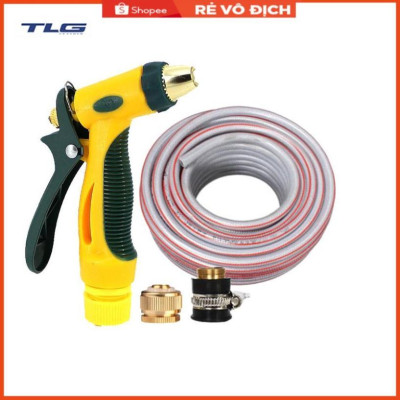 Bộ dây vòi xịt nước rửa xe, tưới cây tăng áp 3 lần,loại 20M (nối đồng nhựa đen) 206317
