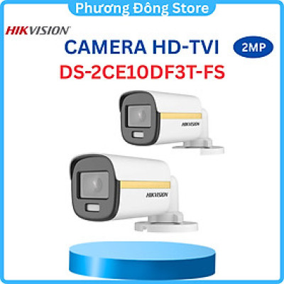 Camera analog TVI colorVu Hikvision DS-2CE10DF3T-FS 2MP, tích hợp mic thu âm, có màu ban đêm - Hàng chính hãng