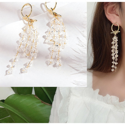 Bông tai pha lê dài sang trọng dự tiệc