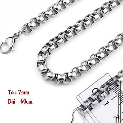 Dây chuyền nam titan cao cấp thời trang inox thép không gỉ bông dừa khít trangsucpt 7mm PTDCNA191