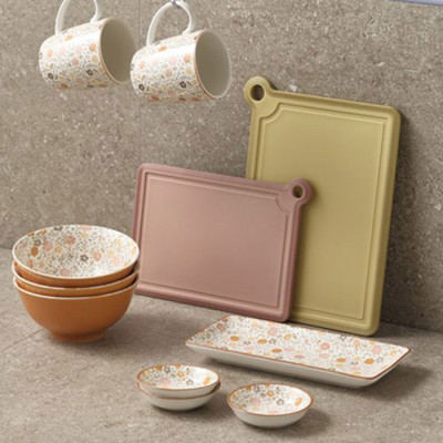 Bộ 2 thớt | JYSK Nilsson | hồng/vàng | R22xD30cm