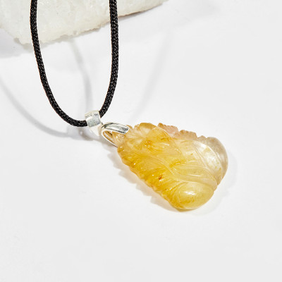 Dây chuyền phong thủy đá thạch anh tóc vàng nữ hoàng hồ ly 9 đuôi mệnh thủy , kim - Ngọc Quý Gemstones