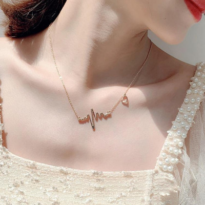 Dây chuyền nữ titan nhịp tim cách điệu trái tim rổng thép không gỉ trangsucpt có 3 màu sắc DCNUT12