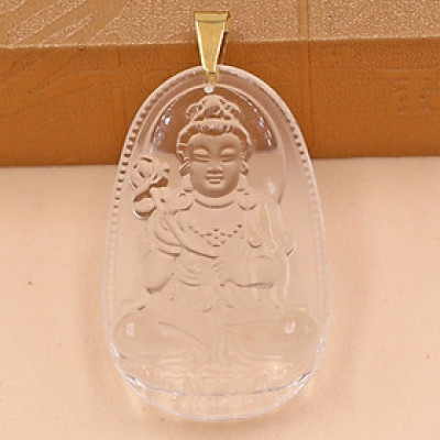 Mặt dây chuyền Đại Thế Chí Bồ Tát thủy tinh trắng 3.6cm - phật bản mệnh tuổi Ngọ - Mặt size nhỏ