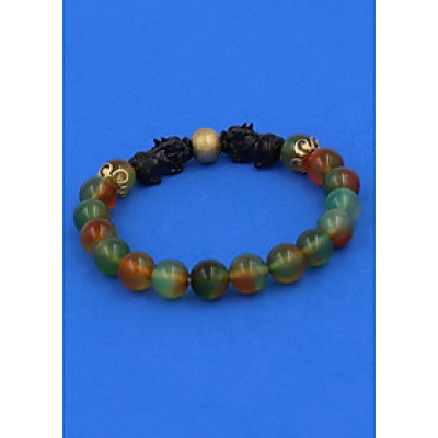 Vòng tay chuỗi hạt Thạch Anh Nâu Xanh size 8 ly, 10 ly, 12 ly - Vòng tay Tỳ Hưu Đôi inox đen VTAXCTHHEV8 - hợp mệnh Mộc, mệnh Hỏa